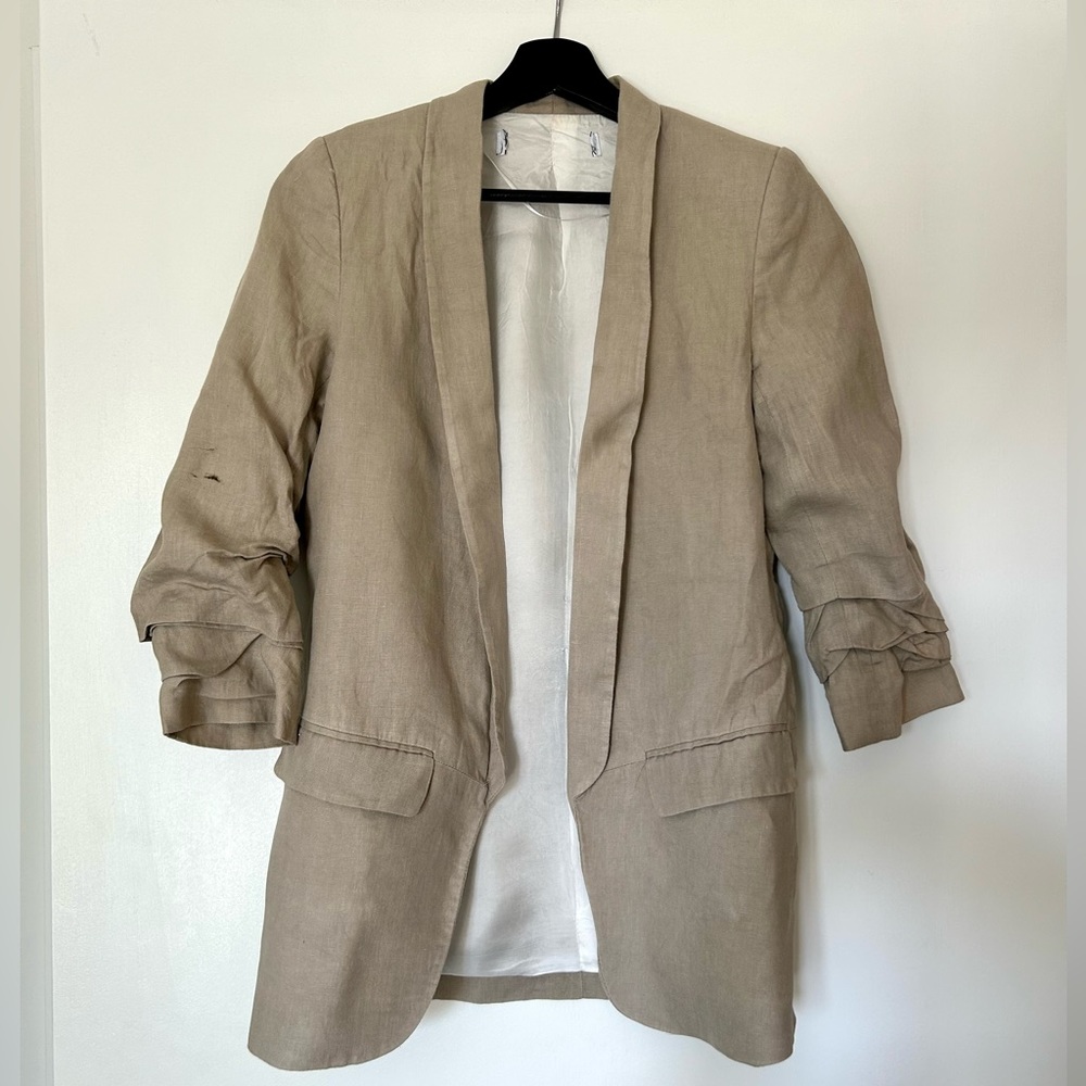 Zara Linen Blazer - scrunched arms